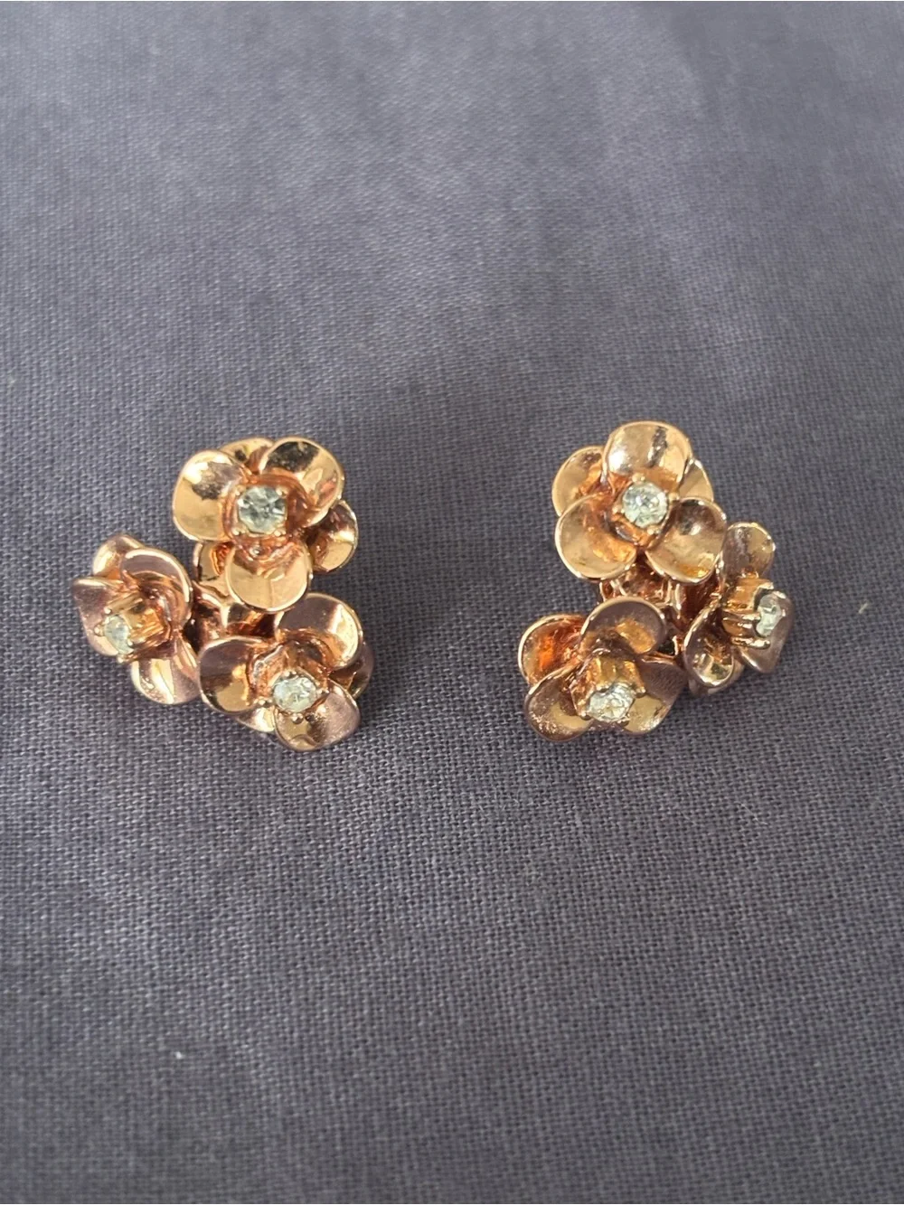 kate spade Rose Gold Floral Cluster Earrings with Crystal Centers